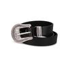 Retro Leatherlike Belt With Ornate Silver Buckle And Natural Texture For Casual Wear