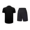 Li-Ning Basic Breathable Quick-Dry Comfortable Versatile Round Neck Short Sleeve T-Shirt Casual Sports Set Unisex Tops Black YATV113-2+AKST543-3