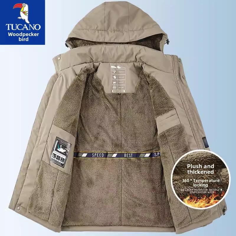 Men's Fleece-Lined Winter Jacket: Thick, Warm, Three-Proof, Cotton-Padded Coat for Middle-Aged & Elderly