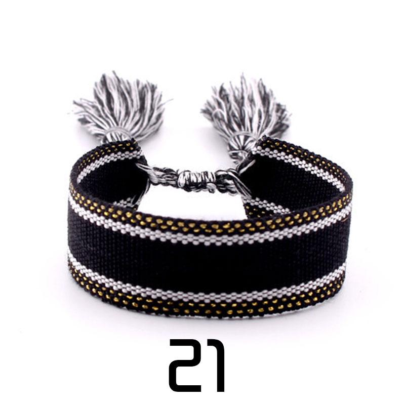 Women Fashion Jewelry Gift Colorful Decorative Pattern Embroidered Handmade Woven Bracelet Bohemian