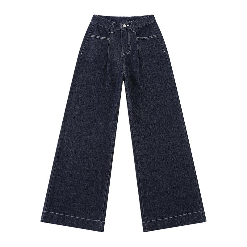 Wide-leg Jeans for Women In Autumn and Winter New Style Plus Velvet Thickened Loose Draping Slimming Versatile Straight Floor Mopping Pants