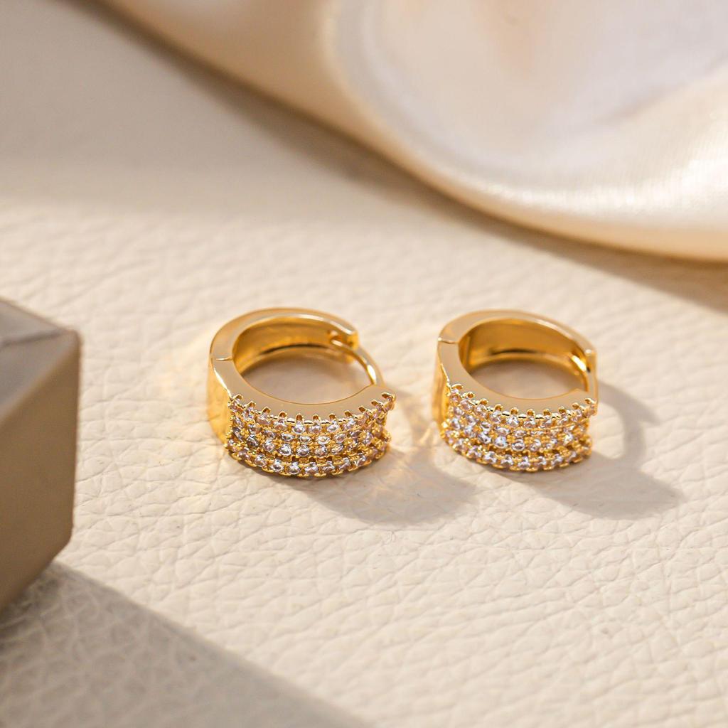 Retro European & American Rhinestone Hoop Earrings - Korean Style Freshness