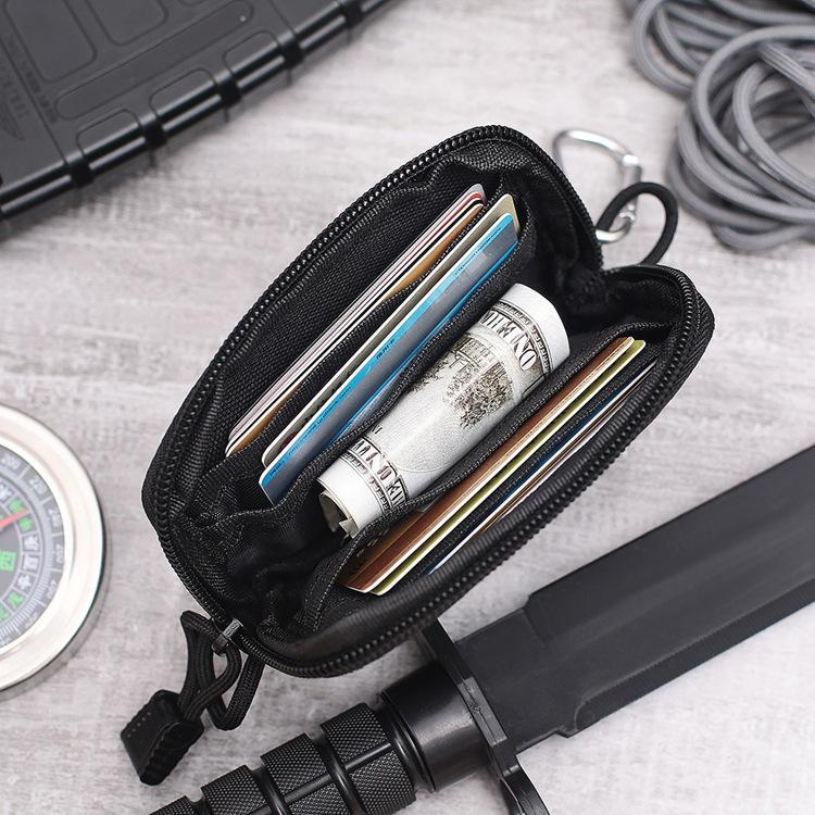 Tactical EDC Pouch Outdoor Key Purse Wallet Coin Purse With Card Slots Pack Zippers Camping Waterproof Waist Bag