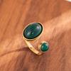 Stainless Steel Turquoise Open Ring with 18k Gold Vacuum Plating