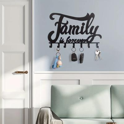 1 Stück schwarzer Schlüsselhalter aus Metall zur Wandmontage – dekoratives Home-Rack mit Haken, stilvolle Eisenkunst für Schlüssel und Mäntel