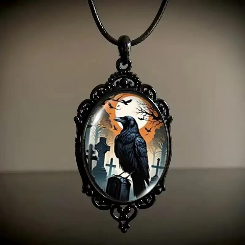 Collier Pendentif Gemme du Temps Motif Chauve-Souris Sombre Bijoux
