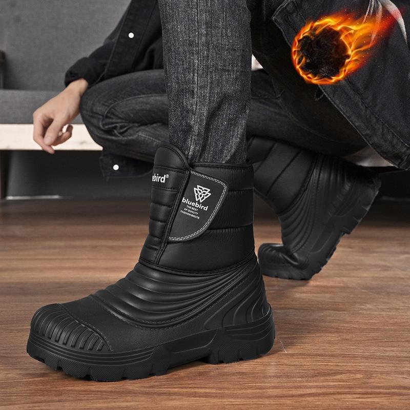 Men's WInter Warm Snow Boots Outdoor Waterproof Anti-Slip Ankle Booties With Faux Fur Lined Comfortable Mid-Calf Hiking Walking Boot Shoes for Men