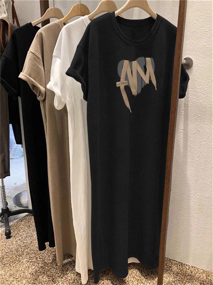 Robe d'été pour femme, style coréen, ample, mi-longue, au-dessus du genou, décontractée