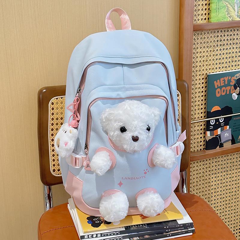 Cute Cartoon Bear Backpack for Women and Students - Mori Style Shoulder Bag