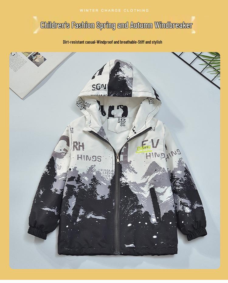 2025 New Boys' Gradient Windbreaker: Trendy Spring & Autumn Outerwear