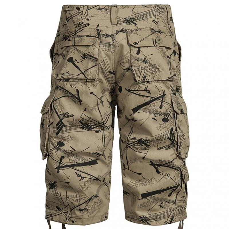 Men Shorts Print Cargo Tactical Fashion Y2K Summer Hiking Baggy Cotton Work Camo Mountaineering Cropped Knee Length Pants