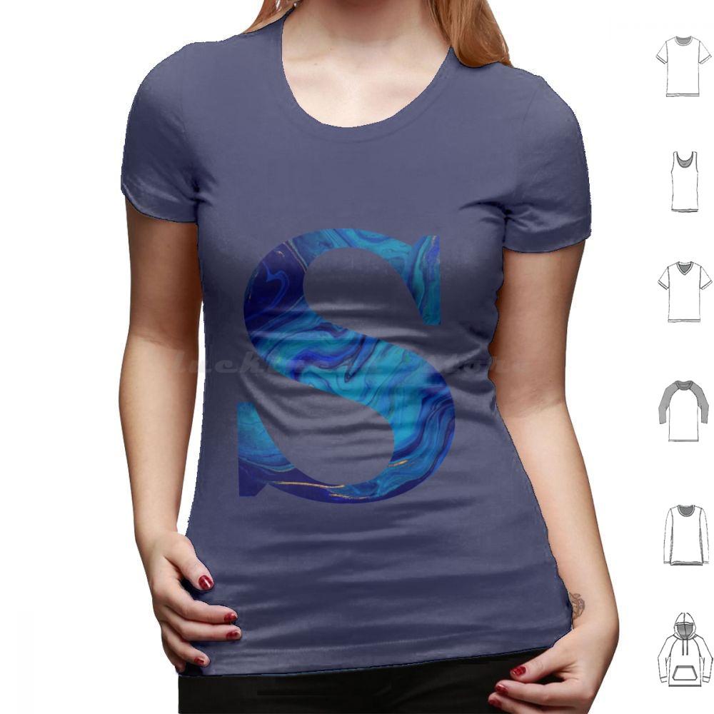 Lettre S Marble Blue T Shirt Big Size 100% Cotton S Funny Cute Meme Trendy Quote Trending Pink Flowers Aesthetic College Quotes