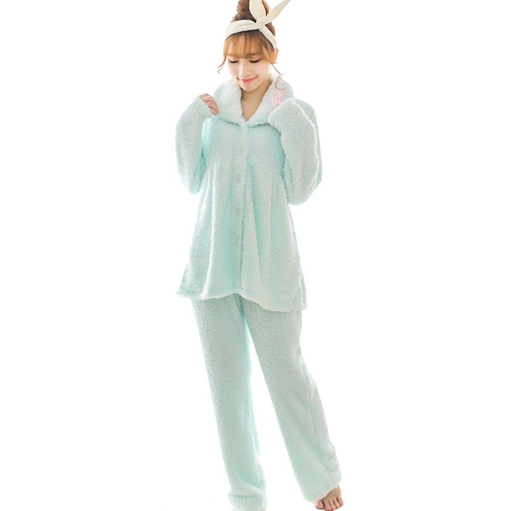 Luanna Jena Fluffy Long Sleeve Pajama Set QW443 Women's (Green)