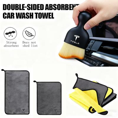 Microvezel Schoonmaak Zachte Doek Auto Wassen Schoonmaakgereedschap Airconditioning Uitlaat Schoonmaken Zachte Borstel Voor Model 3 Y S X 2025