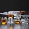 Glass Small Tea Cup with Heat-resistant Hammer Pattern Japanese Transparent Thickened Kung Fu Tea Set Tea Bowl