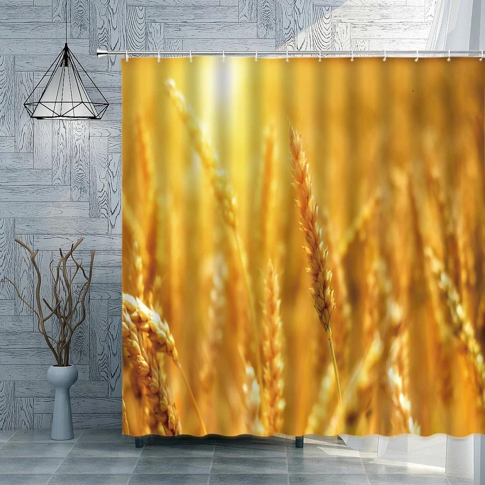 

Tropical Green Plant Leaf Palm Farm Animal Shower Curtains Bathroom Curtain Fabric Waterproof Polyester Bathroom Curtain Hooks W90XH180cm
