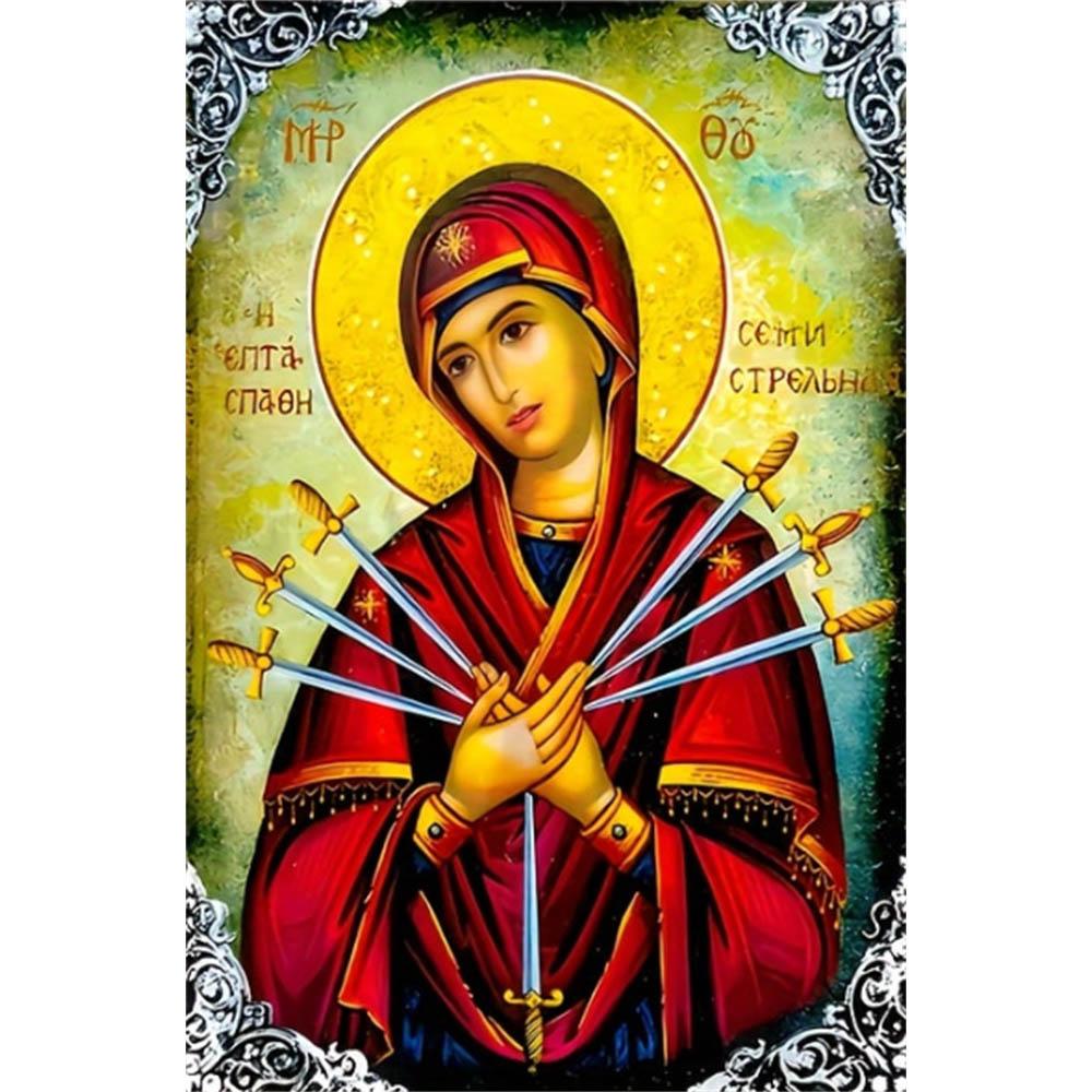 

Virgin Mary Diamond Art Set, 5D Religious Diamond Painting DIY Rhinestone Cross Stitch Craft Decoration Home Wall Mural Round 20x30cm