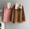 Frauen Herbst Winter Stehkragen Langarm Denim Pelzigen Kausalen Chic Jacke Lose Zipper Jacke