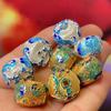 5Pcs, Vintage Cloisonné Lotus Pattern Barrel Beads, Golden/Silvery Plated DIY Jewelry Spacer Findings for Bracelet & Necklace Making 15×13mm