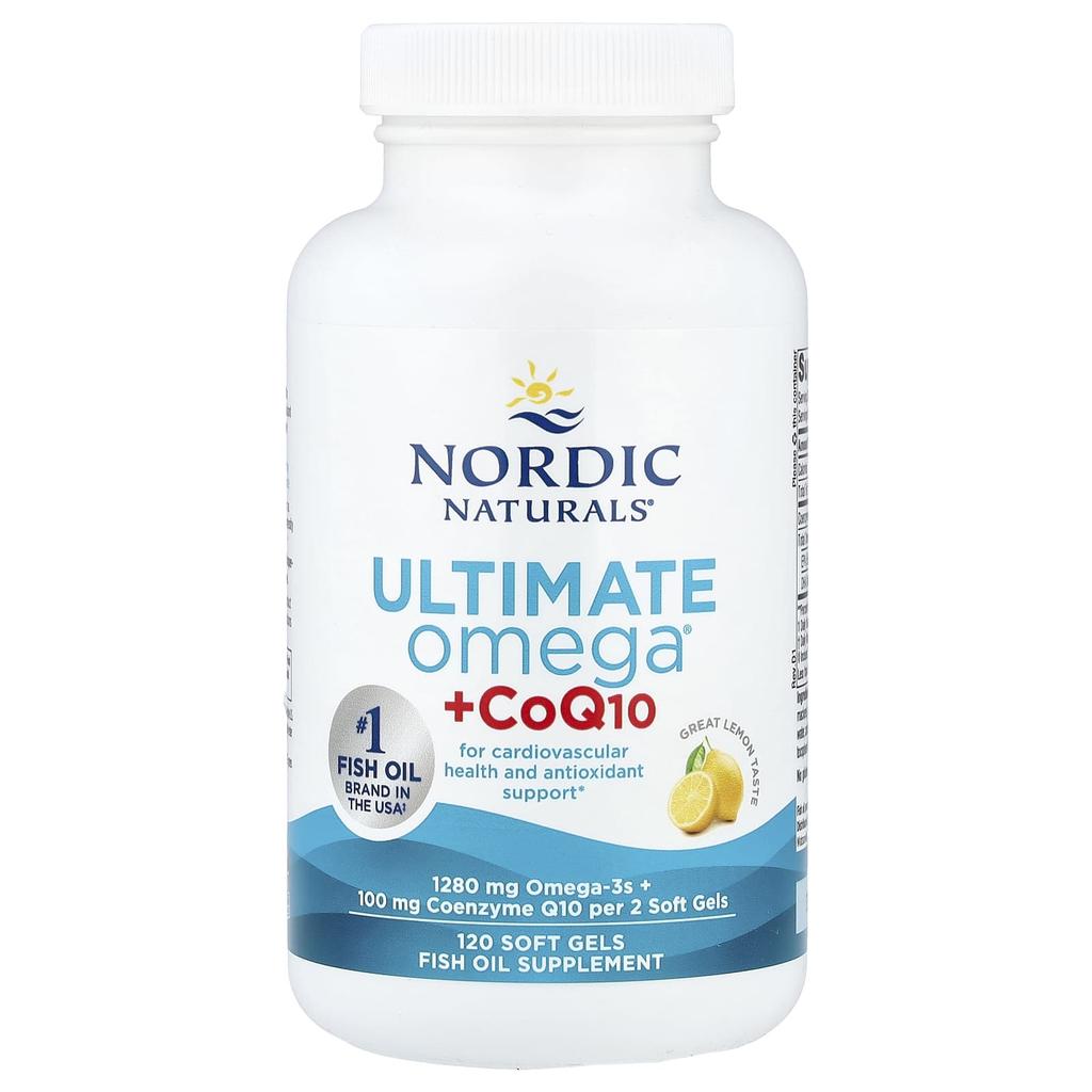 Ultimate Omega + Coq10, Lemon, 1,280Mg, 120 Softgels (640Mg Per Softgel)