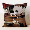 Oil Painting Cat Cat Picture Pillowcase Living Room Sofa Cushion Cover Bedside Pillow Pillowcase Home Decoration