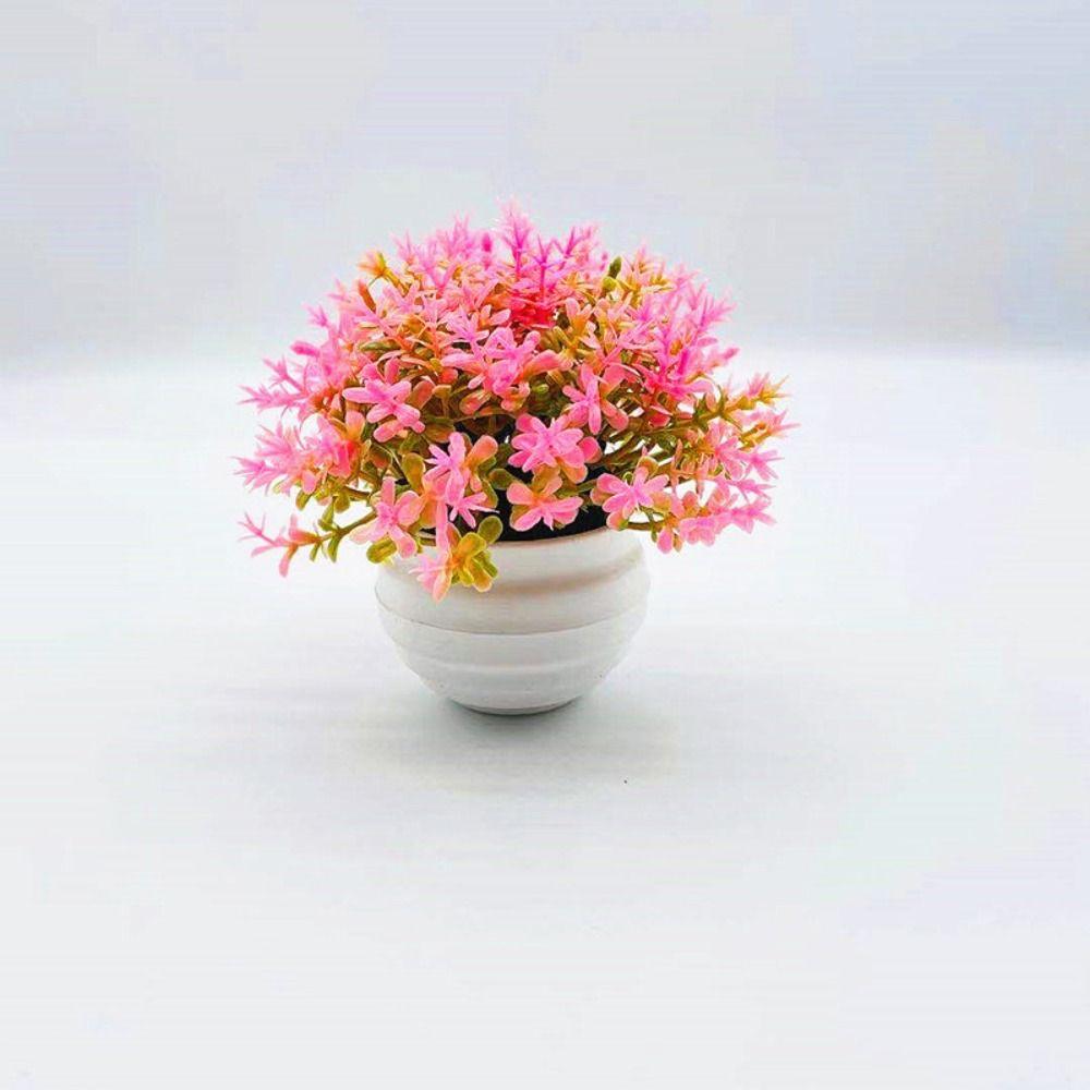 New Pink Artificial Potted Flowers Plastic Simulation Artificial Faux Plants Artificial Grass Potted Plant Ornamental Home Decor