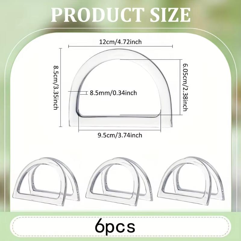 4-teiliges D-förmiges Set aus klarem Harz für Taschenhenkel für Makramee-Häkel-Handtaschen Strohtaschen Strand-Dekorative Taschenhenkel