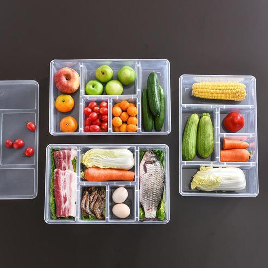 1/2Pcs Food Storage Boxes Reusable Snack Containers with Lids 5 Compartments BPA Free Dishwasher Safe Transparent Divided Snack Boxes