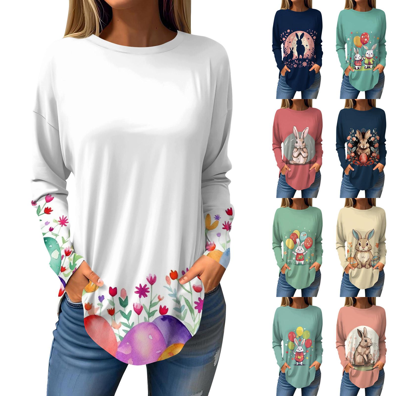 

Модные женские повседневные топы с длинными рукавами и круглым вырезом с принтом