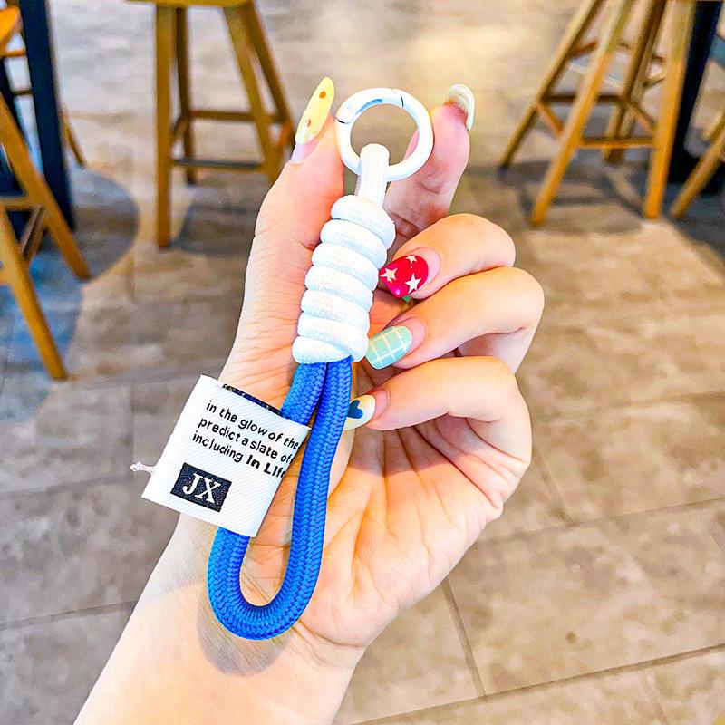

Fashionable Twotone Nylon Braided Keychain Lanyard For Chic Phone And Bag Accessories With Material Durable White Blue Rope