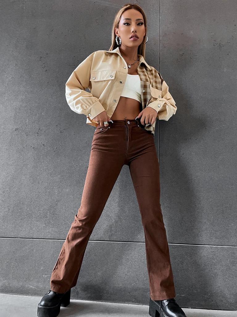 Women's Corduroy Single-Breasted Lapel Jacket - Autumn/Winter Loose Fit