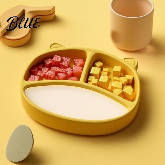 Suction Food Bowl for Kids Silicone Plate Toddlers Cute Bear Shape Unbreakable Divided Baby Feeding Bowl Non Slip Tray Infants And Set 6 Months To 3