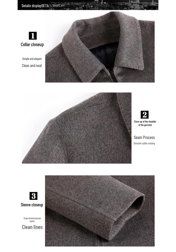 Men's Winter Double-Sided Wool Lapel Jacket with Cashmere Inner Layer - Dad Style