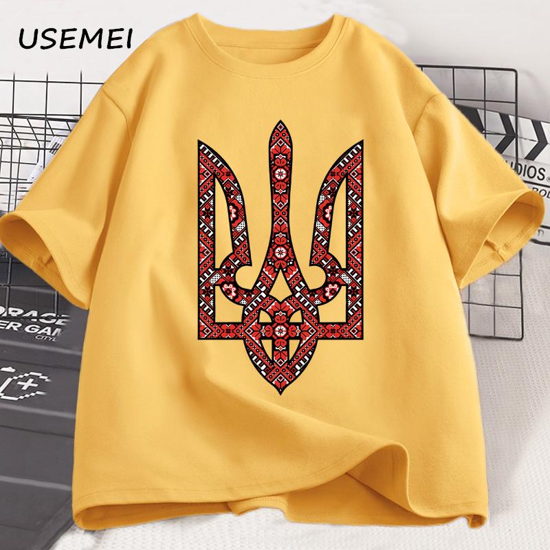 Ukraine Emblem Coat of Arms Tryzub T Shirt Men Women Harajuku Cotton Short Sleeve T-shirt Ukrainian T Shirts Man Clothes