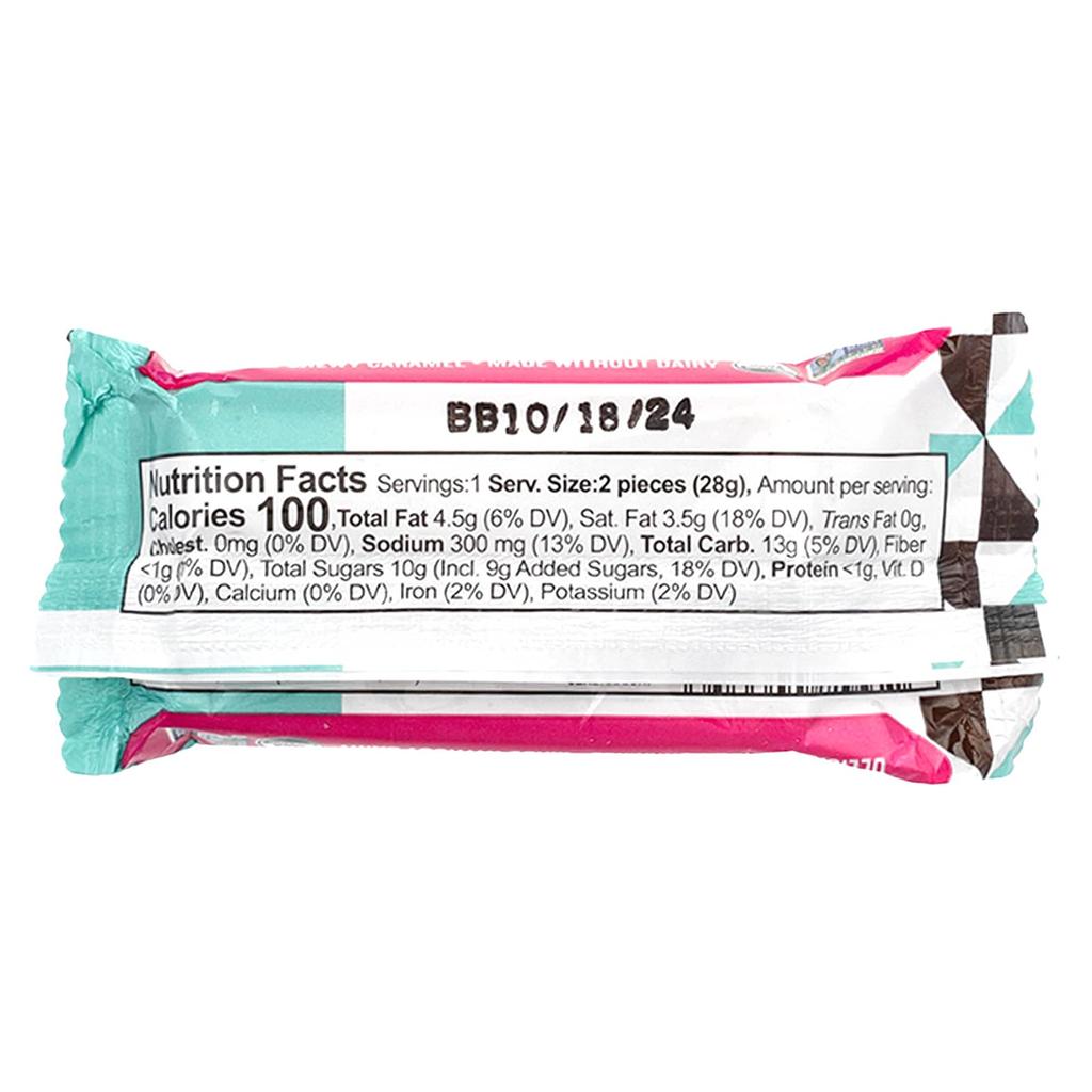 Cocomels, square, coconut cream caramel 70% dark chocolate, sea salt, 15 packs, 28g (1oz) each