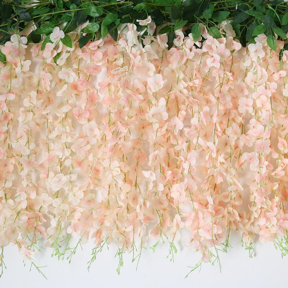 Hanging Artificial Flowers Rattan Large 10 Branches Simulation Wisteria Flowers Handmade Waterproof Fake Silk Flower Vine