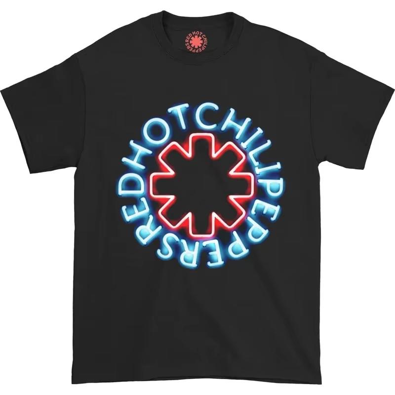 Red Hot Chili Peppers Černobílý Kreslený Potisk Cool & Vtipný Design Unisex Volný Prodyšný Krátký Rukáv Horní Díl Harajuku & Y2K Styl Tričko