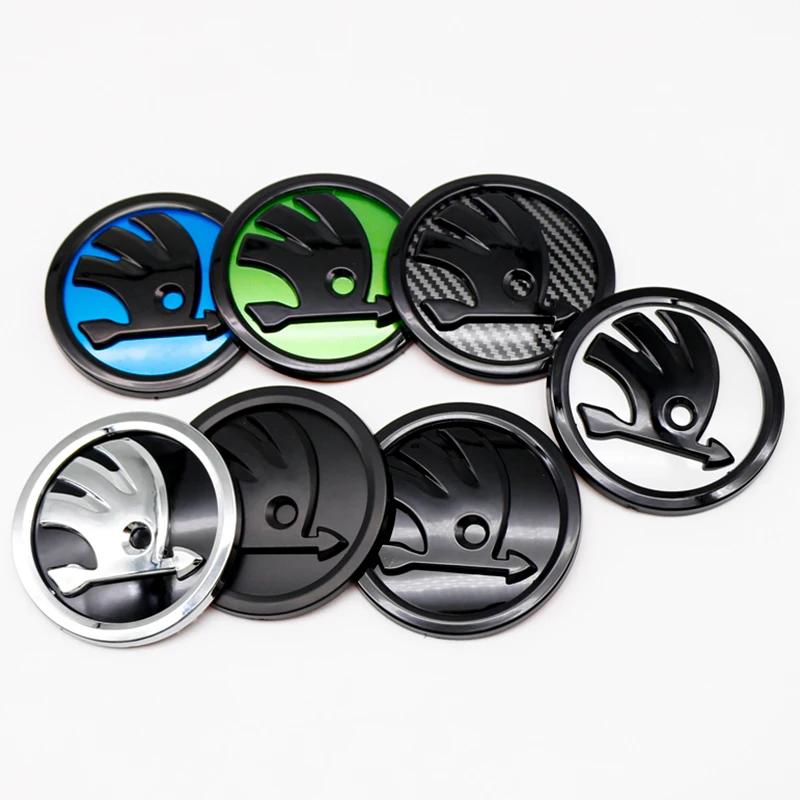 Car Sticker 2025 Hot 8cm 9cm 10cm Emblem Car Front Hood Badge Rear Trunk Sticker For Skoda S Skoda Kodiaq Fabia Kamiq Karoq Octa