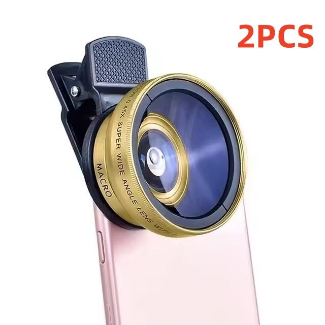 2 In 1 Lens Universal Clip 37mm Mobile Phone Lens Professional 0.45X 49Uv Super Wide-Angle + Macro Hd Lens for iPhone Android