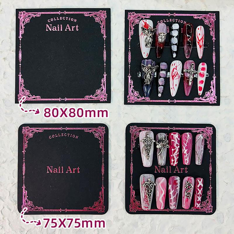 Press On Nail Bottom Cardboard Cards Packaging Bag Square Nail Art Display Photo Props Card False Nail Tips Manicure Tools