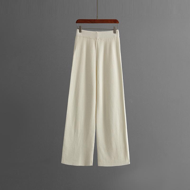 GMXIA Ležérní styl Kulatý výstřih Rozparkový svetrový set pro ženy, Dva volné a měkké pletené svetry na podzim a zimu