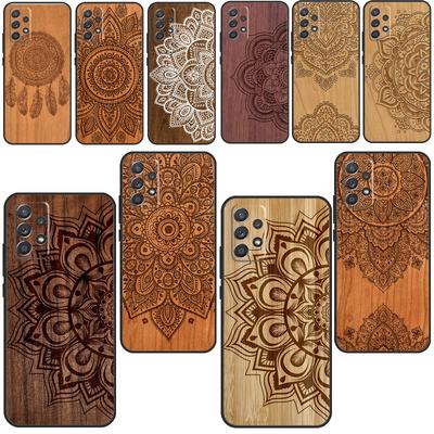Mandala Floral Wood Soft Case For Samsung Galaxy A32 A52 A72 A12 A42 A40 A50 A70 A03S A21S A52S A71 A51 Cover