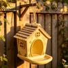 Wild Bird Feeder for Garden House Shape Hanging Outdoor Decor, Weatherproof Resin Ornament Lovers with Large Capacity Tray & Hemp Rope Yard