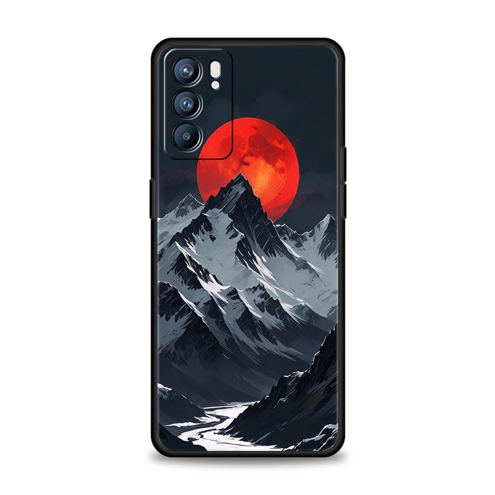 Schwarze Bergspitze Handyhülle Für Oppo Reno 13 12 11 10 7 F Find X5 X6 A98 A80 A79 A78 A57 A54 A31 A17 Pro 5G Weiche TPU Hülle