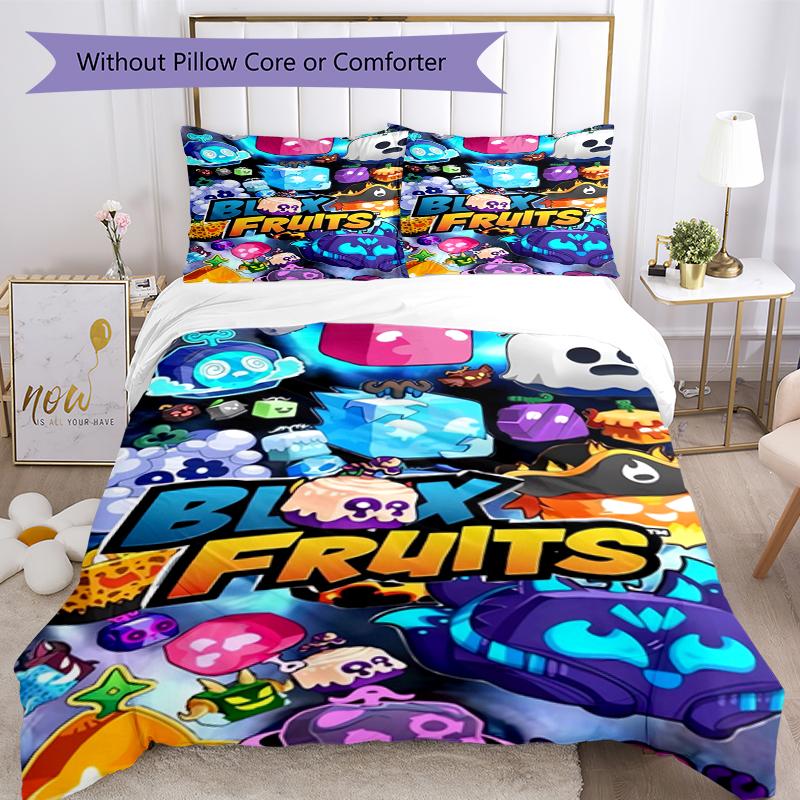 3pcs Blox Fruits Bedding Set Duvet Cover Closure Includes 1 Duvet Cover & 2 Pillowcases, Soft and Comfortable for All Seasons.