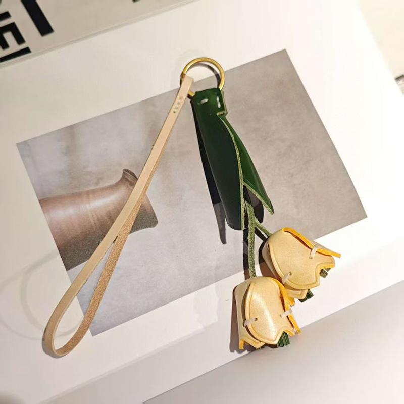 New Advanced Flower Cowhide Leather Bag Charm For Women's Bag Fashion Good Texture Hanging Bag Accessories