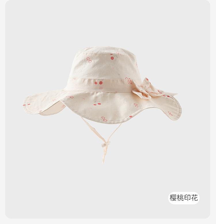 David Bella Children's Hat, Girls' Pure Cotton Fisherman's Hat, Sunshade Hat, Baby Printed Sun Hat