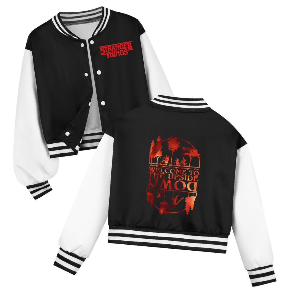5278 Kinder Stranger Things Bedruckte Lässige Oberbekleidung Langärmelige Baseballjacke Mantel