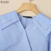 ZANZEA Women V-Neck Casual Long Sleeve Stripe Blouse
