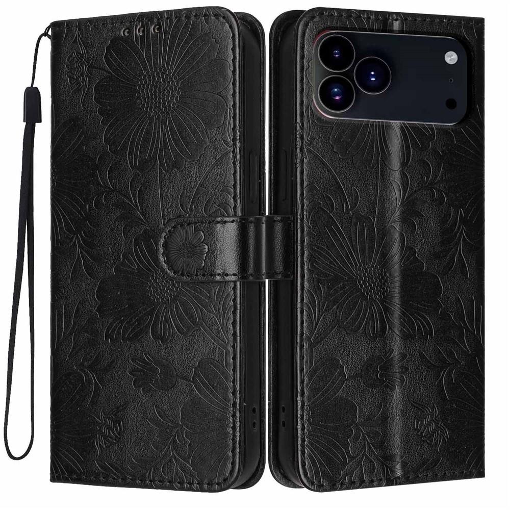 Portemonnaie-Hülle für iPhone 17 Pro Max - Leder/PU, Schwarz, Mit Lanyard